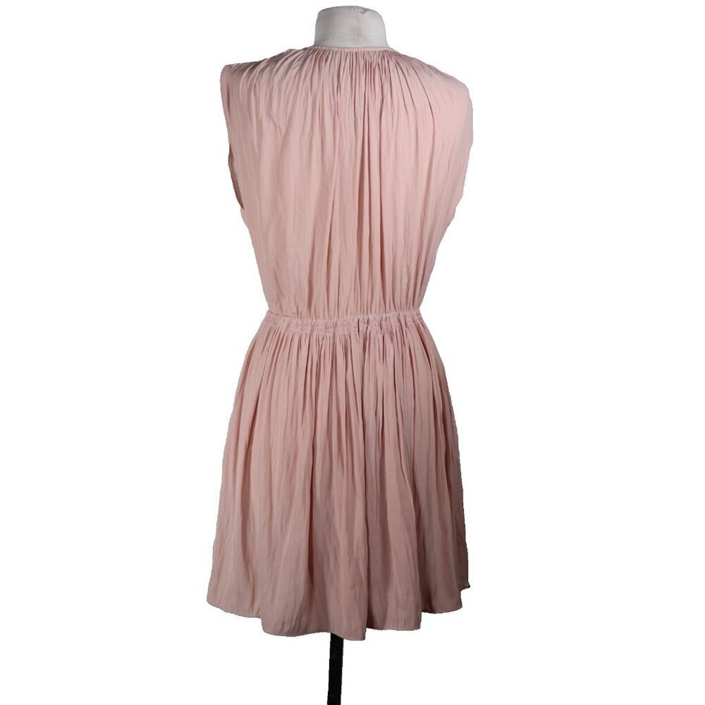 Wilfred Women Small Peach Pink Satin Pleated Sleeveless Mini Dress Stretch Waist - Picture 3 of 7